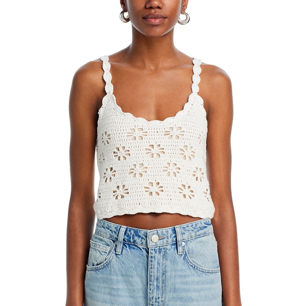 Line & Dot Fontana Crocheted Eyelet Cropped Top